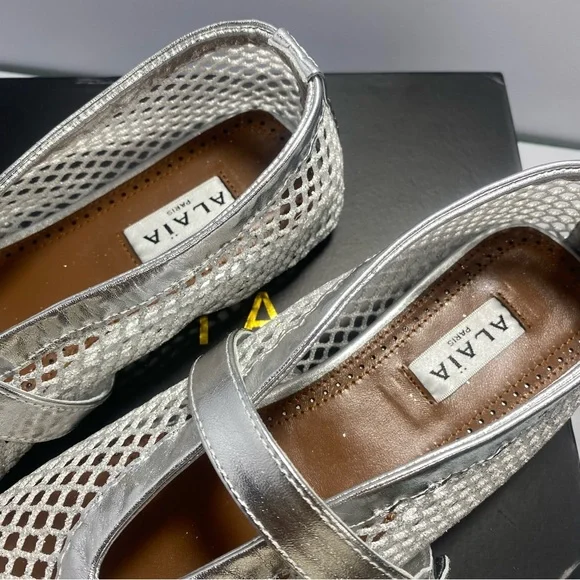 Alaia Silver Mesh Flats